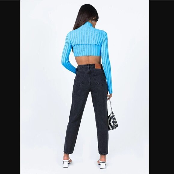 Princess Polly Zaiden Black Straight Leg Denim Jeans 10 - Picture 5 of 11